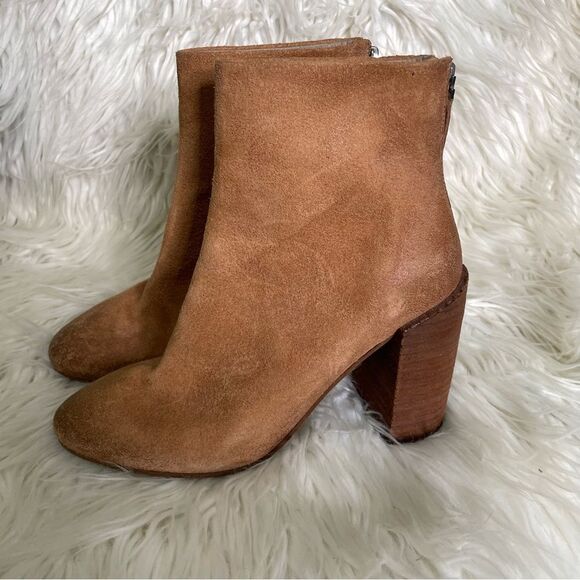 Marsell suede distressed‎ suede tan stacked block heel booties 37.5 - Picture 5 of 9